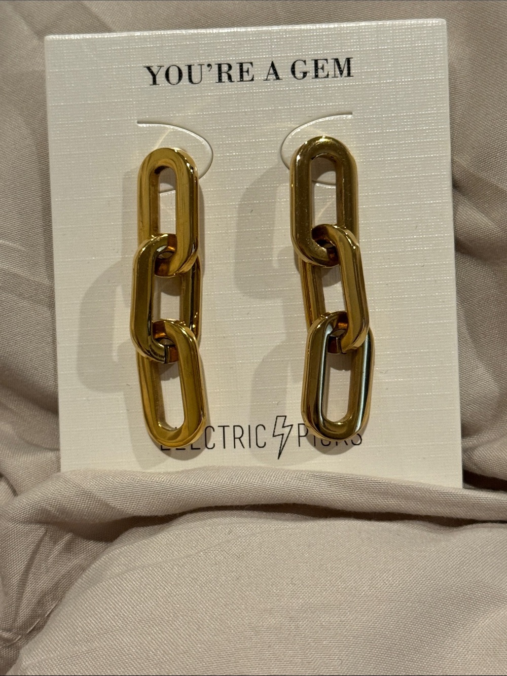 Electric Picks Gold Chain-Link Drop Earrings